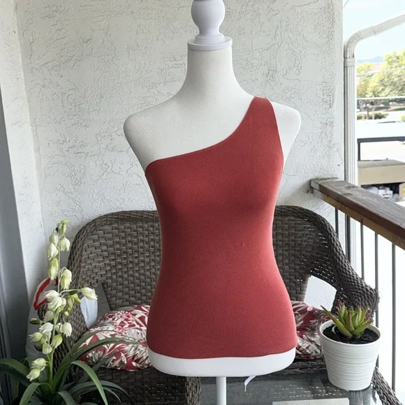 Banana Republic Stretch One Shoulder Fitting Top Size XS Silk - Picture 2 of 11